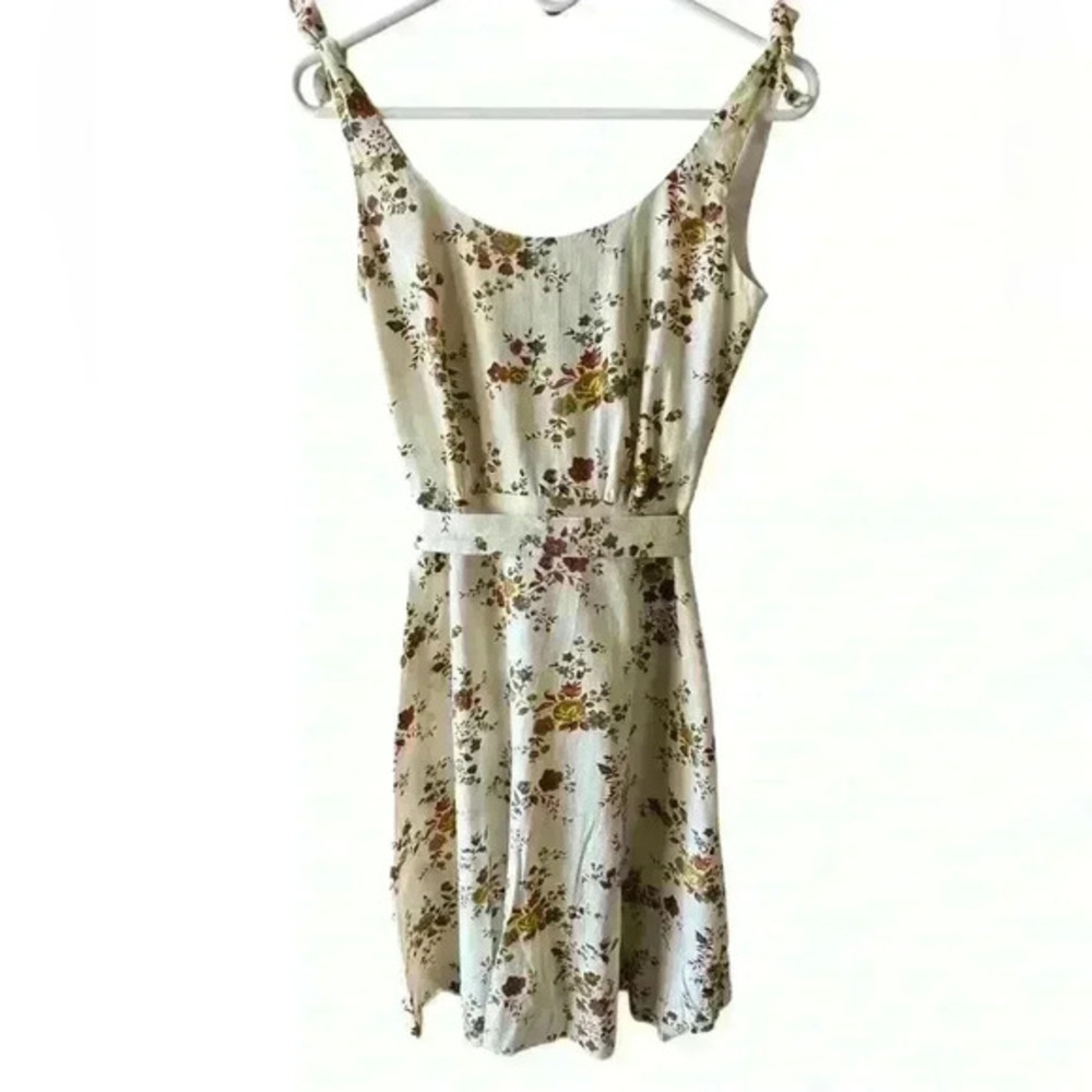 Floral Cream Mini Dress with Belt